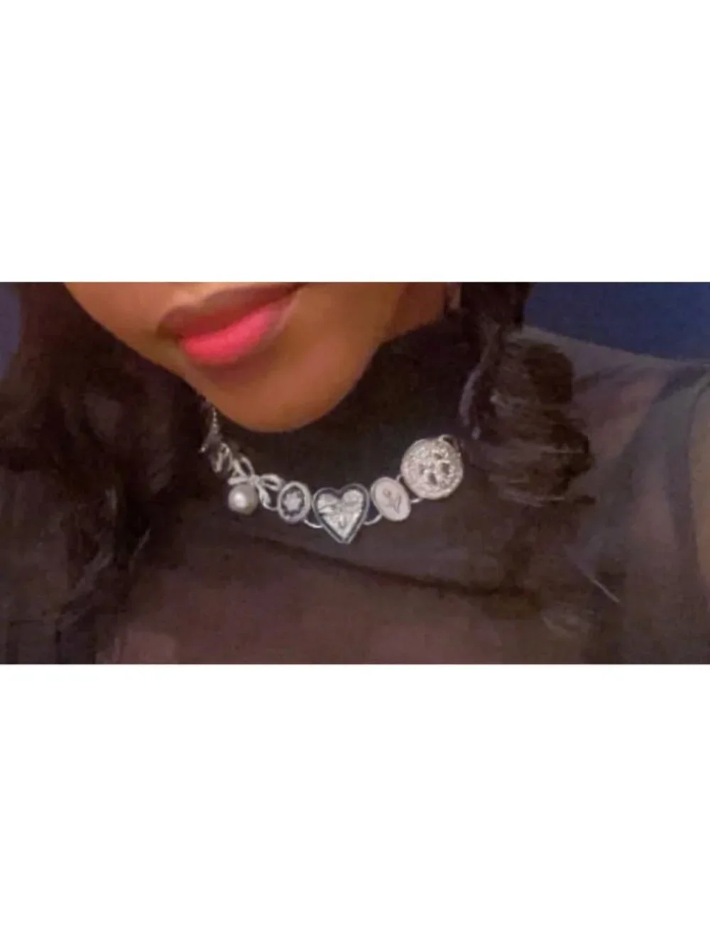 Grungy Vintage Y2K Bottle Cap Choker Necklace, Gothic Punk Jewelry, Heart & Bow